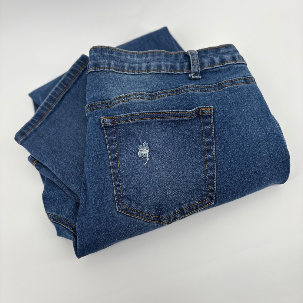 Baccini Womens Size 16‎ Blue Denim Distressed Skinny Jeans